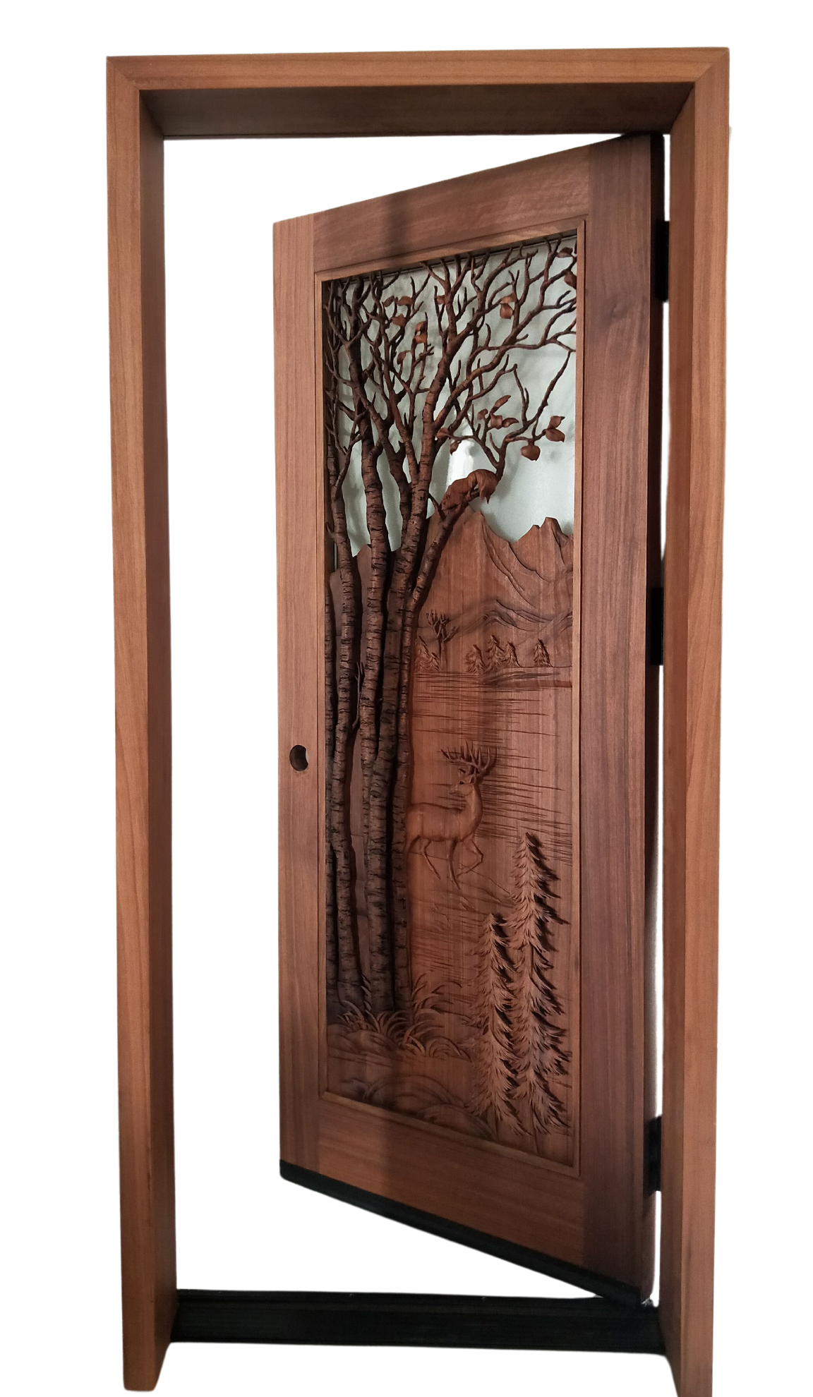 Single Carved Door Open