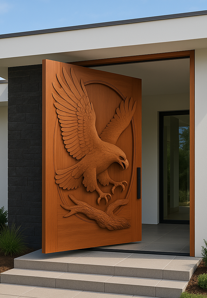 Bald Eagle Carved Pivot Door