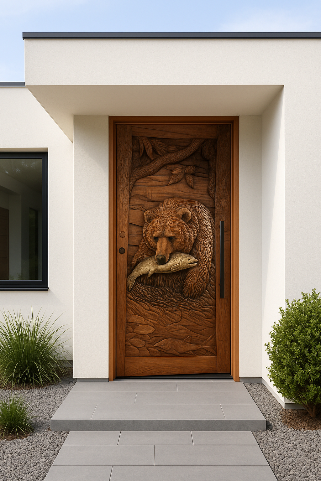 Bear Fishing Design Swing Door