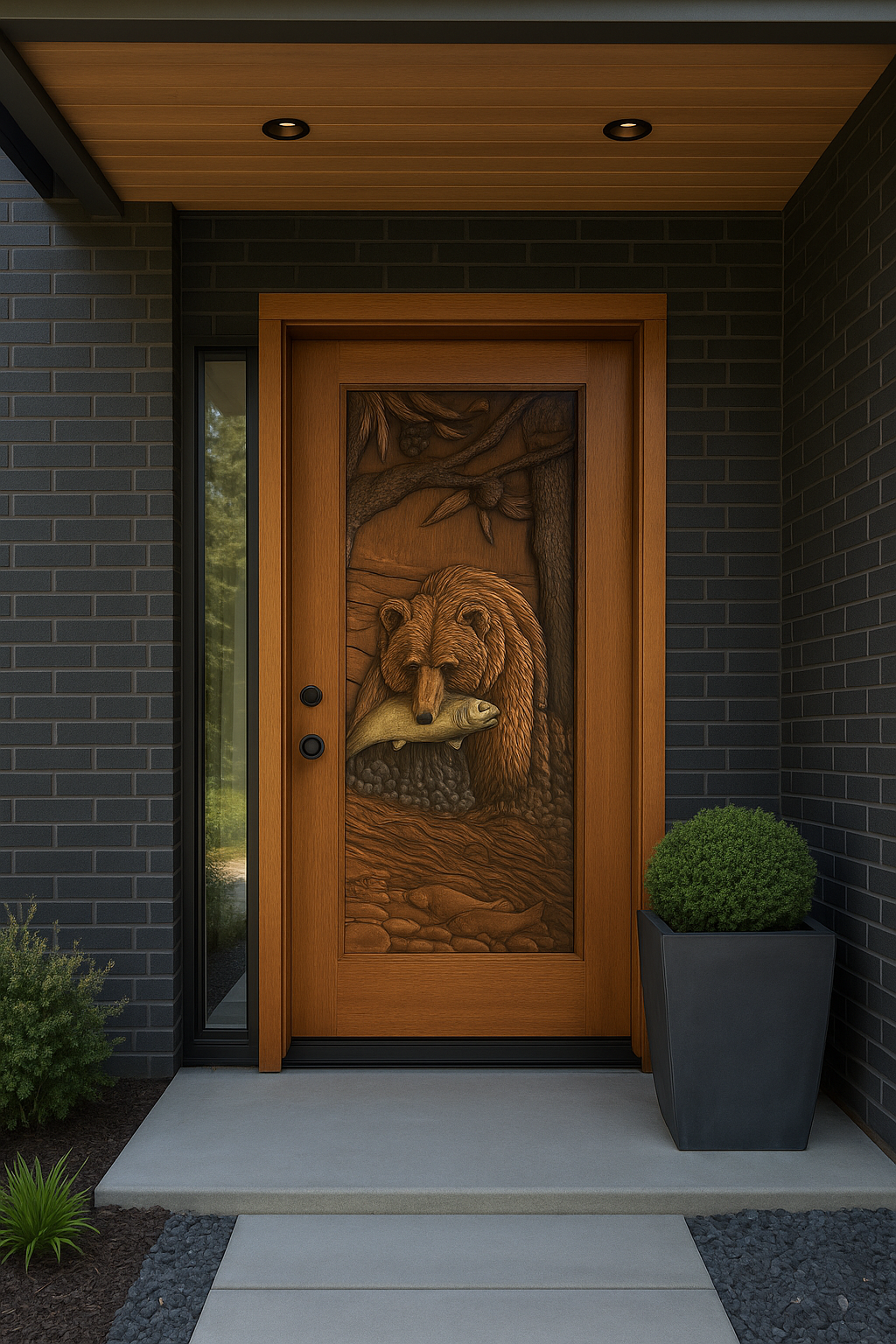 BEAR FISHING DOOR For A Modern Home (1)
