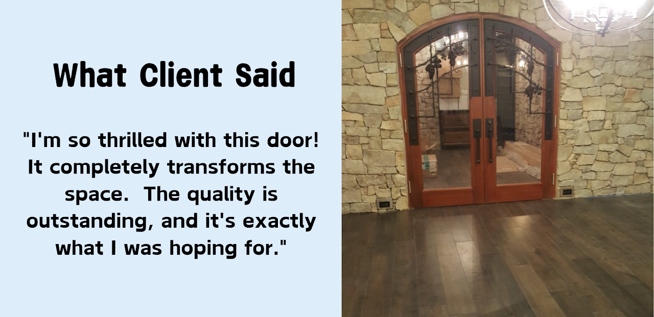 CLIENT REVIEW ON ARCHED TOP WITH WROUGHT IRON GRAPE GRILLE DOOR 2