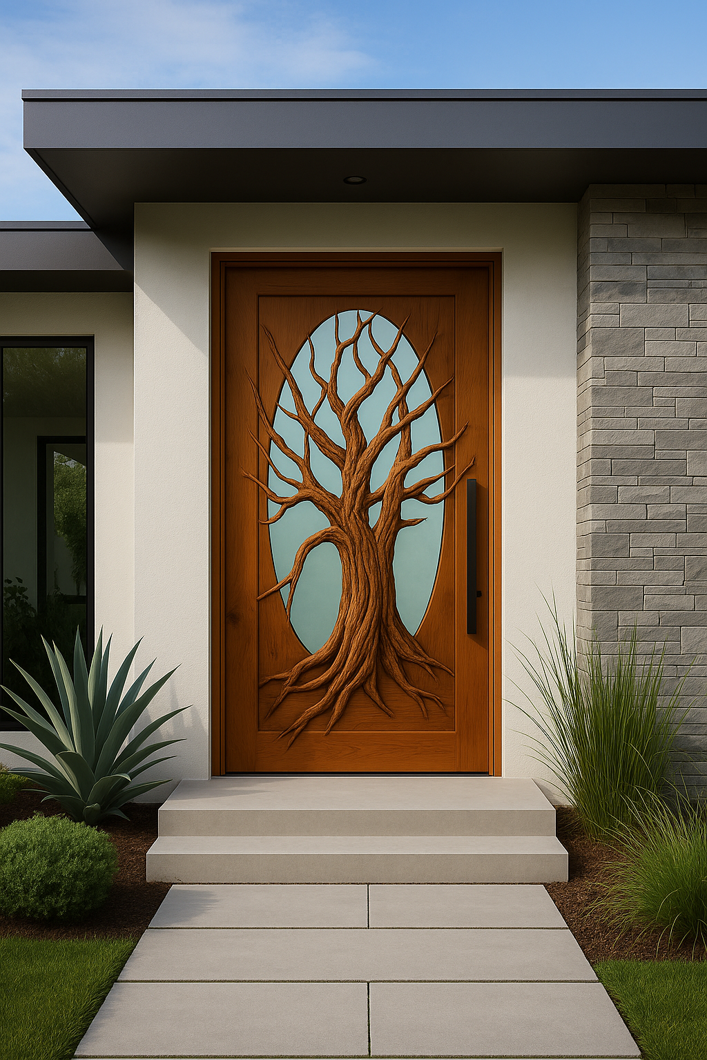 Dead Old Tree Swing Door With House