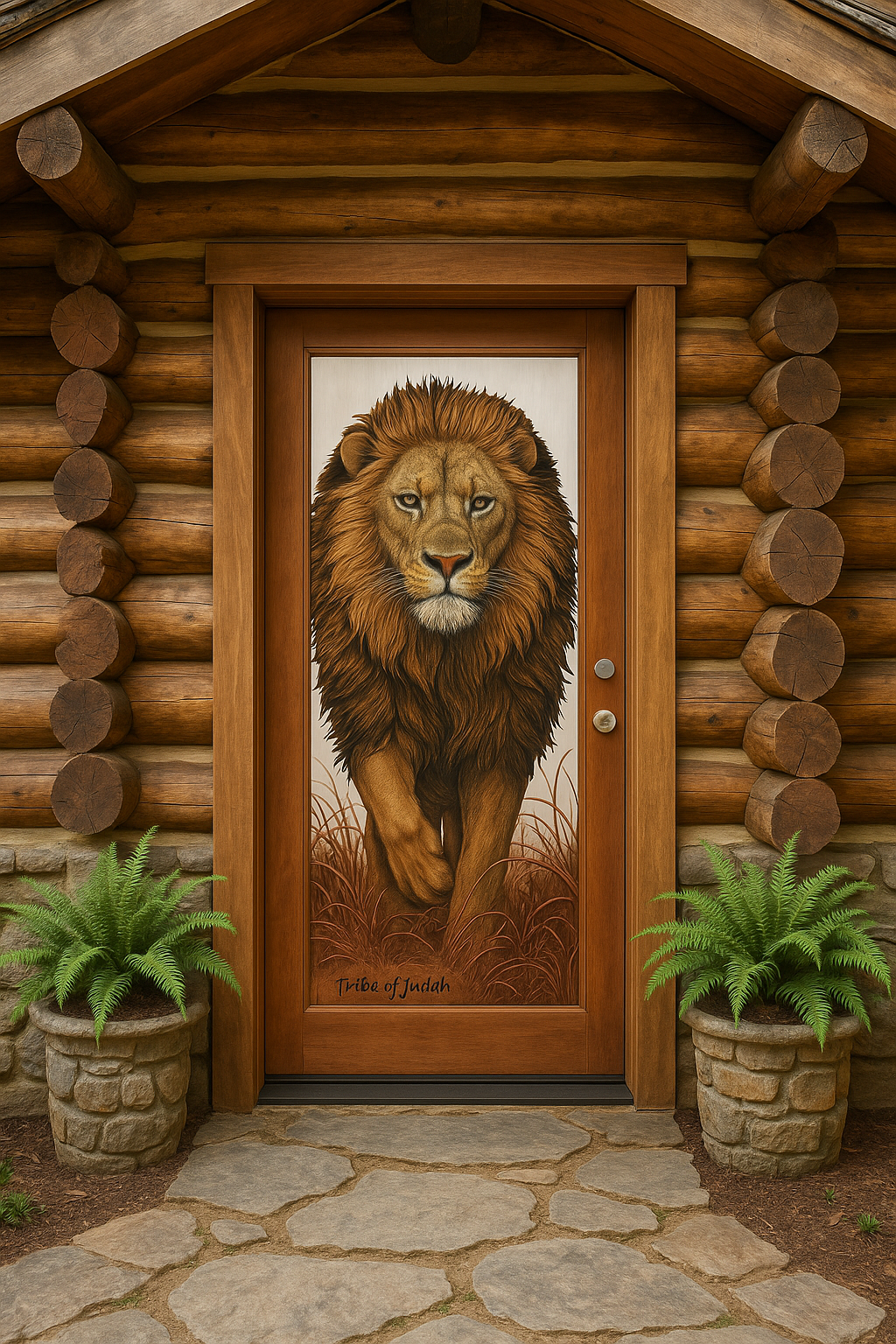 Lion Door For A Cabin