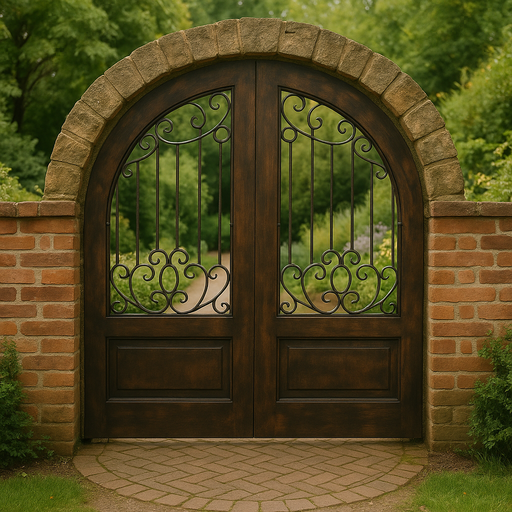 Wrought Iron Waltz For A Garden With A Stone Arch