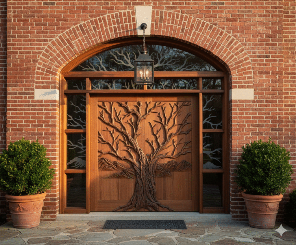 Fine Art Tree Door For A Brick Home