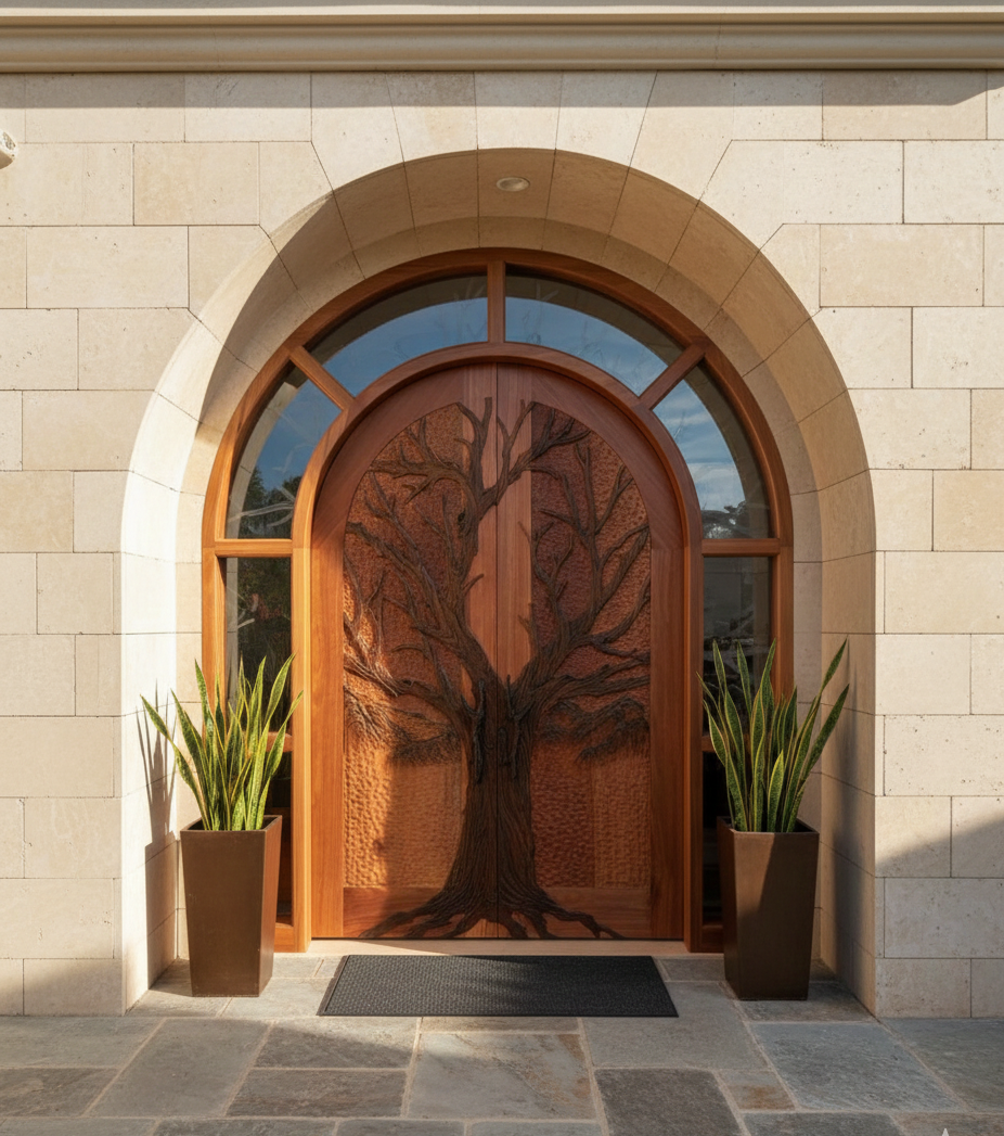 Full Round Tree Door For A Home
