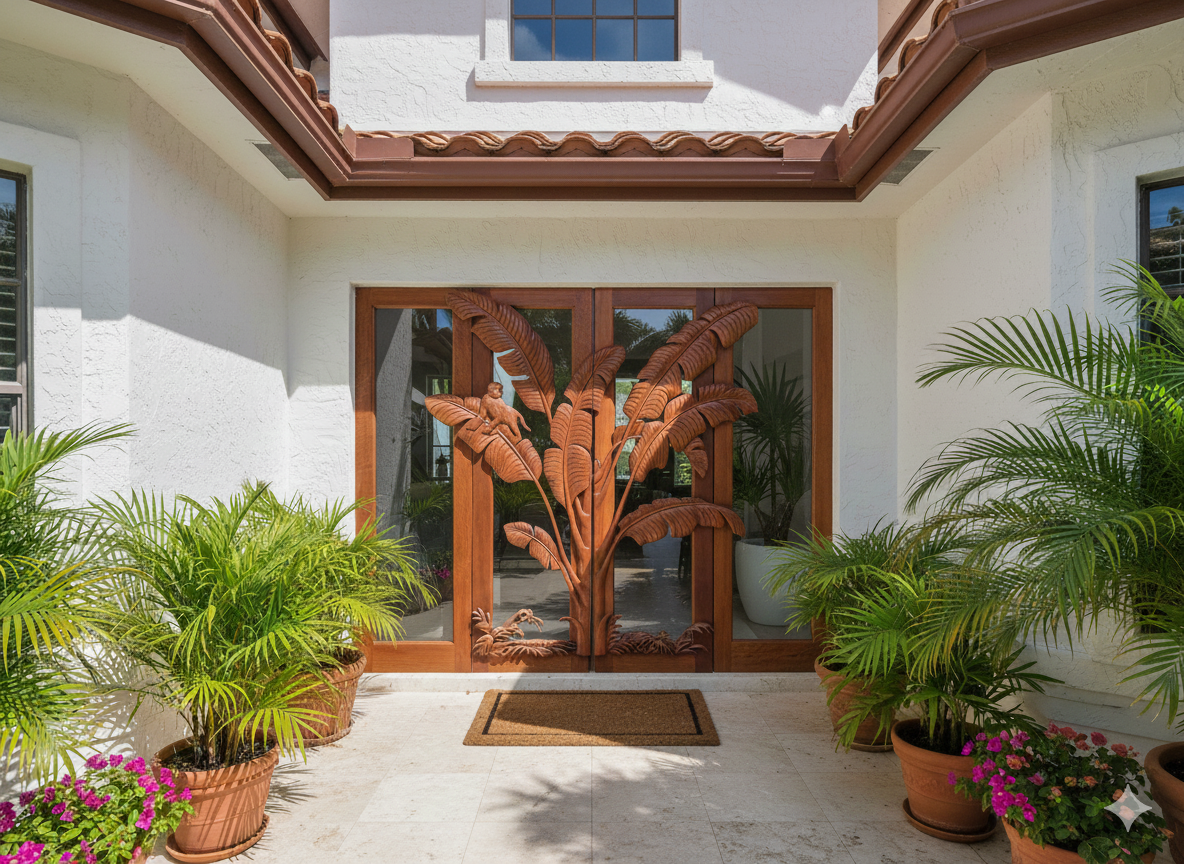 Tropical Leave Door For A Florida House