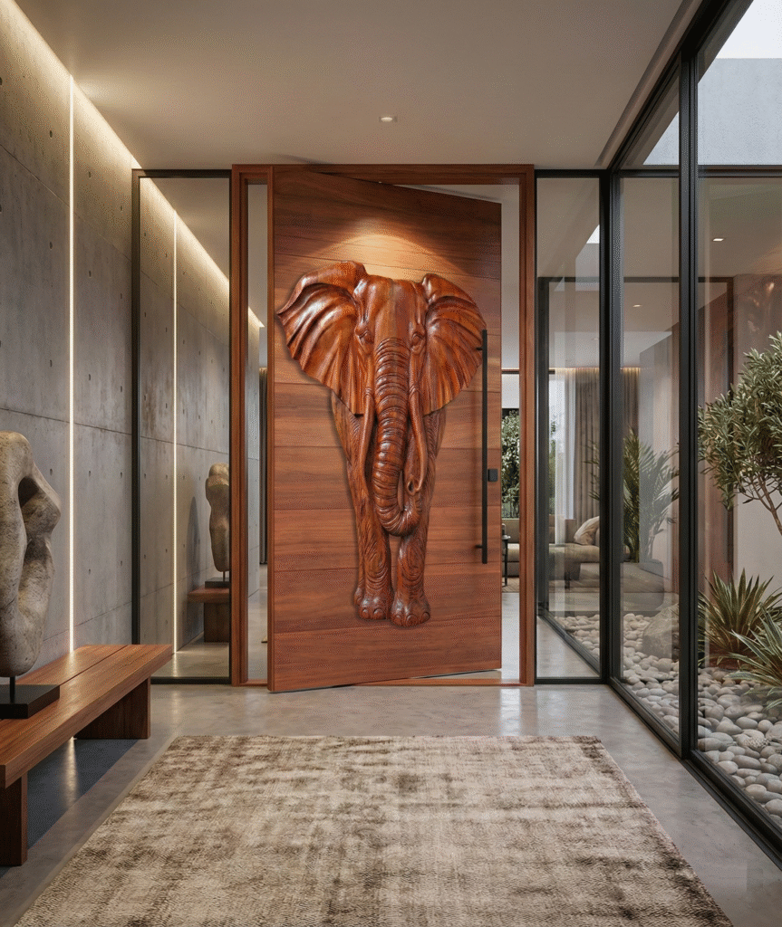 Elephant Pivot Door For A Contemporary Home's Entrance