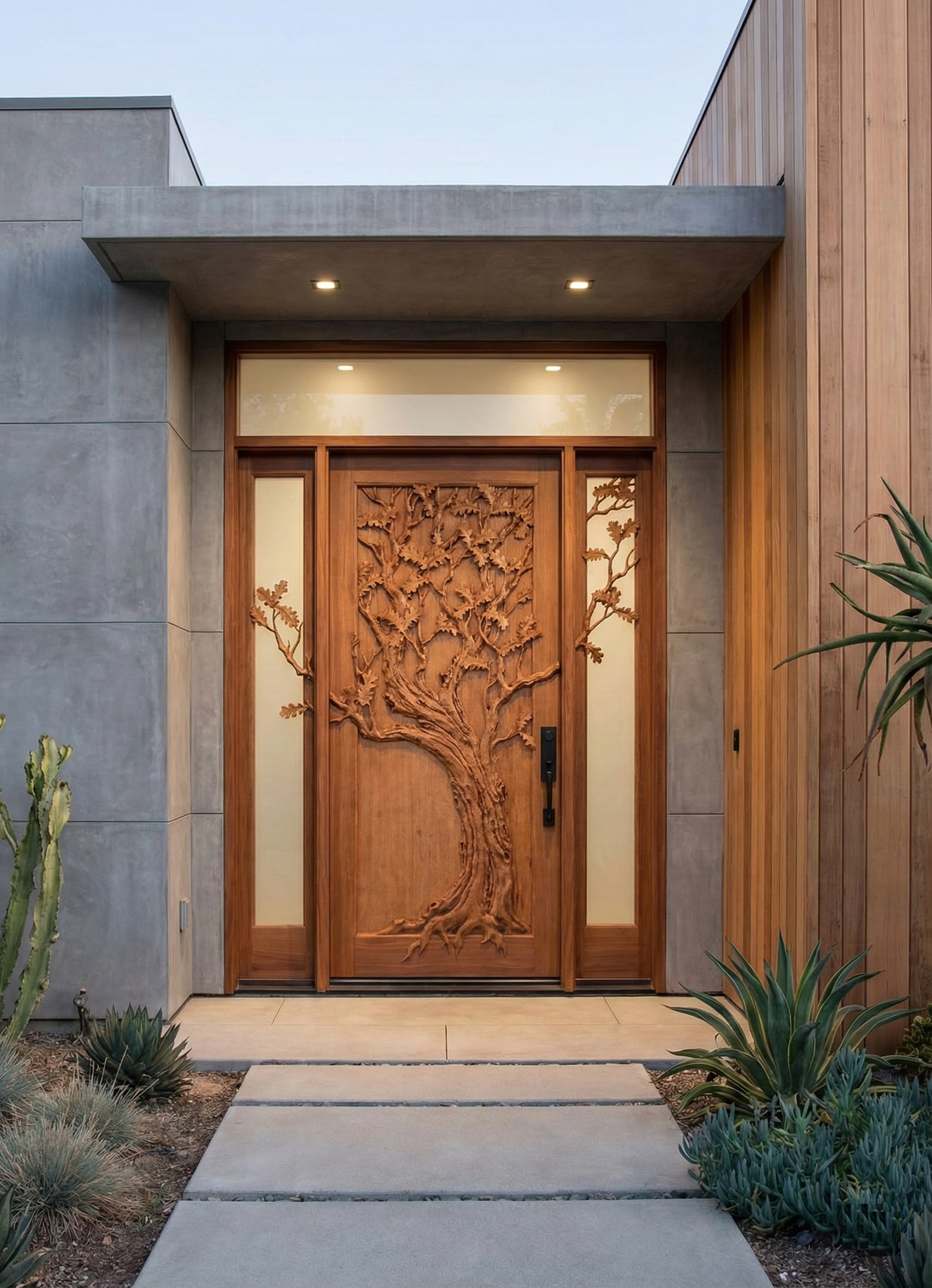 Eternal Oak Hand Carved Door For A Contemporary Home