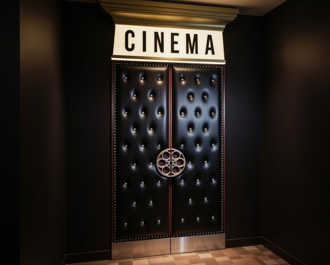 Randy's Home Theater Door Black Vinyl Tacked For A Home Cinema