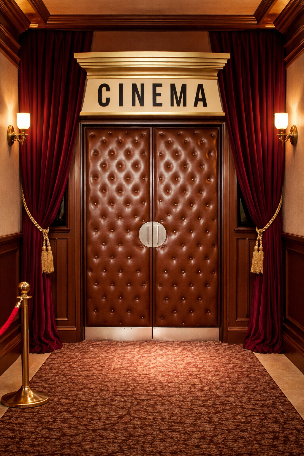 Randy's Home Theater Door Brown Vinyl Tacked For A Home Cinema