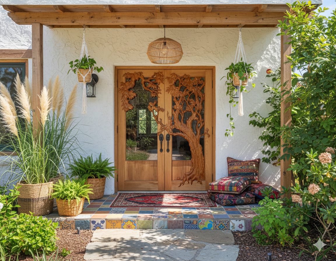 Majestic Oak Haven Door for a Bohemian House