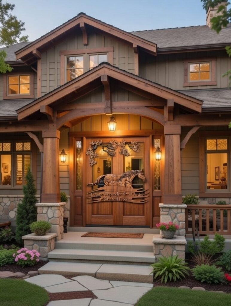 Mare and Foal Running Themed Door For A Craftsman Home