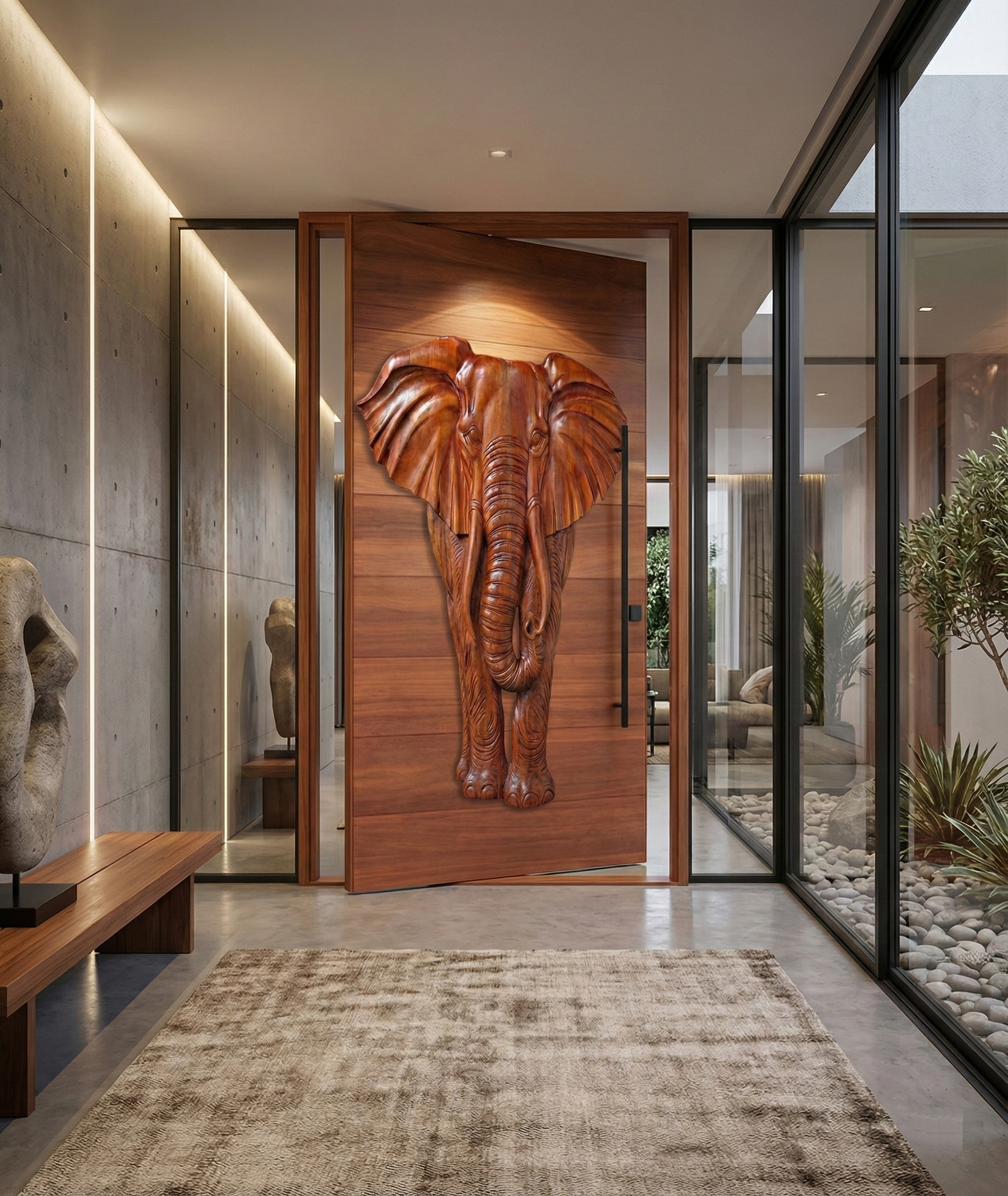 Elephant Pivot Door For A Contemporary Home's Entrance
