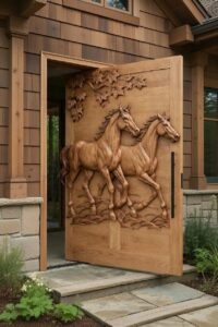 Horses Racing Pivot Door as Entrance