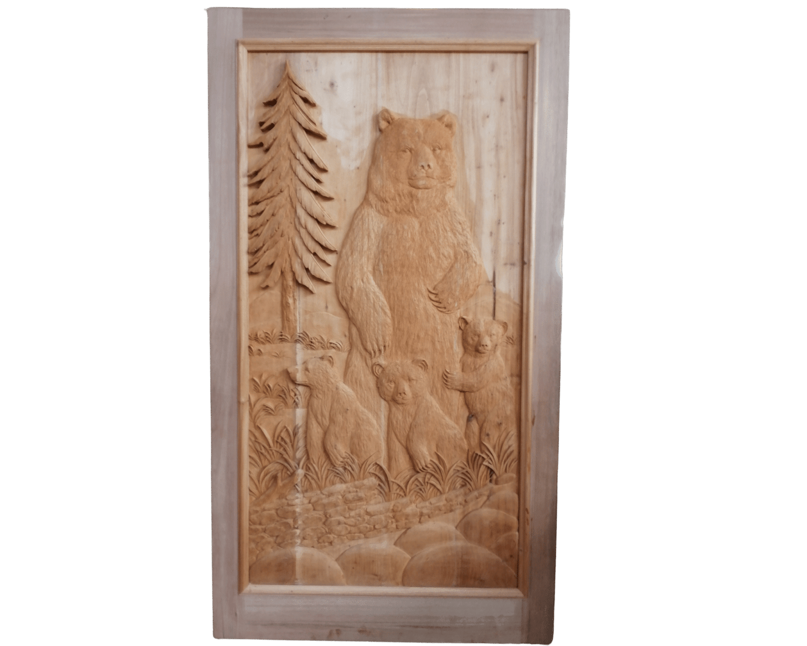 Bear Mom & Cubs Door For A Cabin