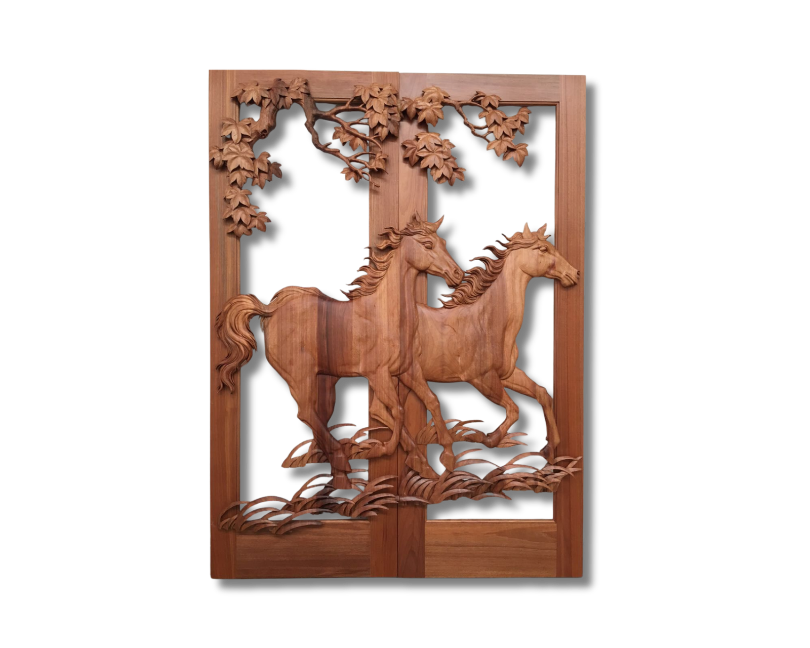 Horses Racing Door For A Mansion House Building