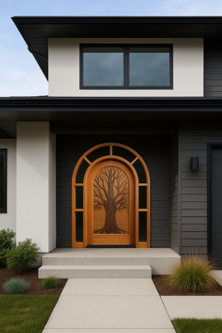 Full Round Tree Door In A House