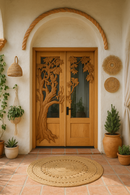 Majestic Oak Haven Door for a Bohemian Home
