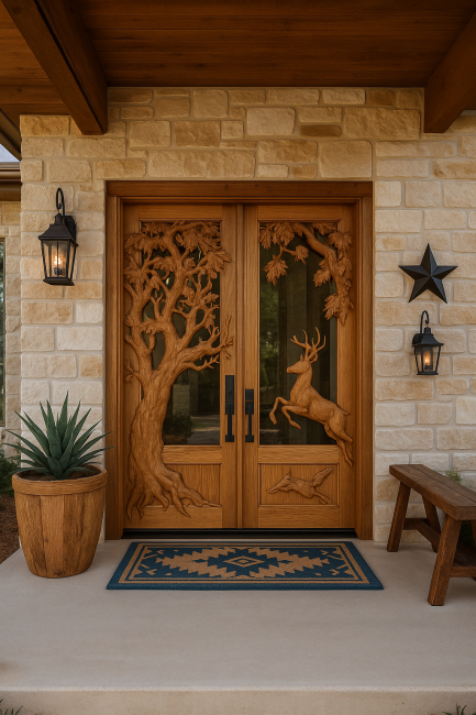 Deer Door With Oak Tree