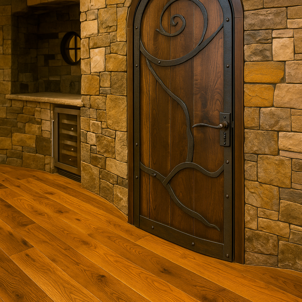 Rustic Iron Scroll Door For A Wine Cellar