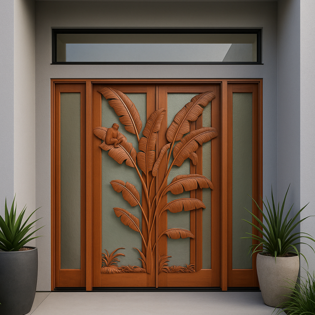 Tropical Leaf Door For A Modern Home